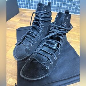 Ann Demeulemeester Black Lace-Up Boots